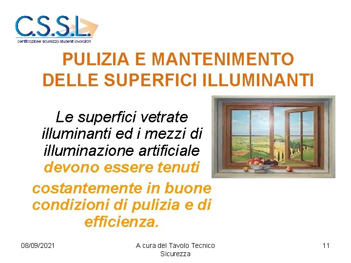 PULIZIA E MANTENIMENTO DELLE SUPERFICI ILLUMINANTI Le superfici vetrate illuminanti ed i mezzi di