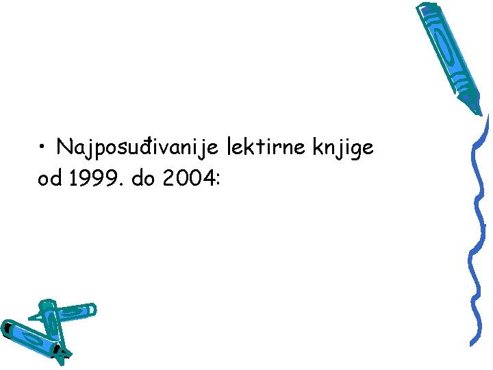  • Najposuđivanije lektirne knjige od 1999. do 2004: 