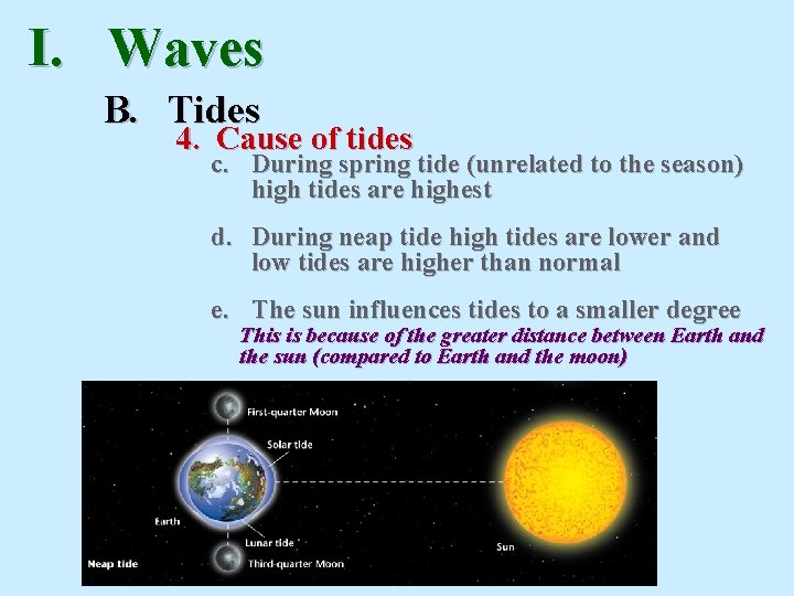 I. Waves B. Tides 4. Cause of tides c. During spring tide (unrelated to I. Waves B. Tides 4. Cause of tides c. During spring tide (unrelated to