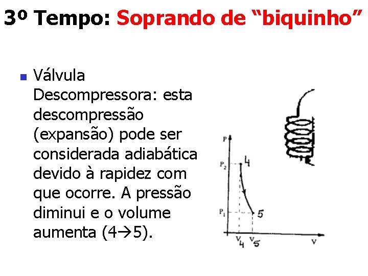 3º Tempo: Soprando de “biquinho” n Válvula Descompressora: esta descompressão (expansão) pode ser considerada