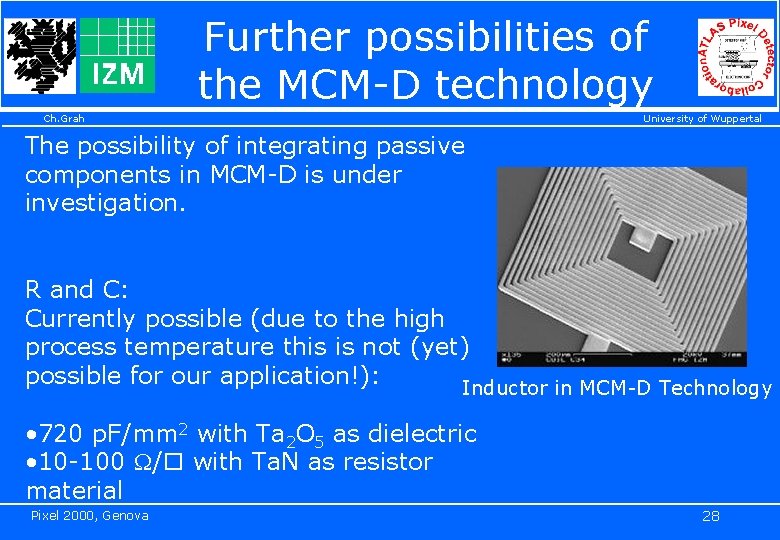Further possibilities of the MCM-D technology Ch. Grah University of Wuppertal The possibility of