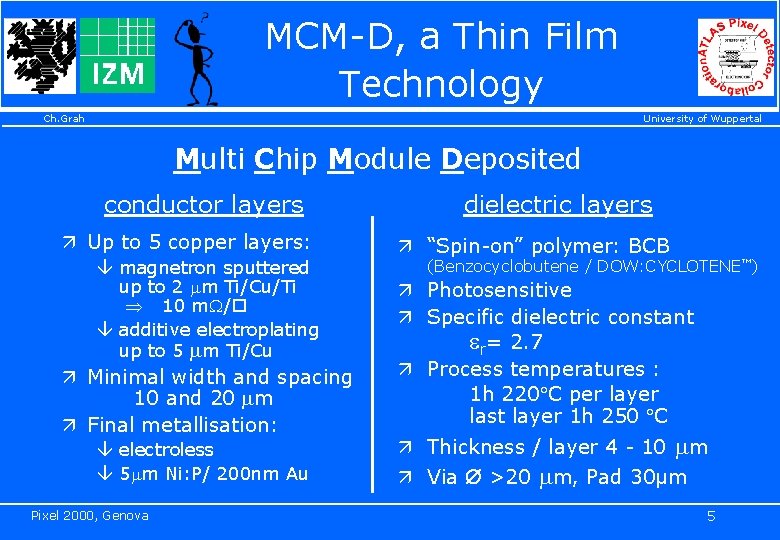 MCM-D, a Thin Film Technology Ch. Grah University of Wuppertal Multi Chip Module Deposited