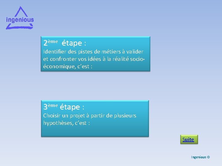 2ème étape : Identifier des pistes de métiers à valider et confronter vos idées