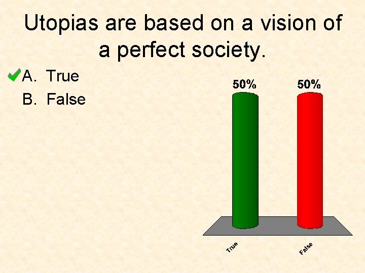 Utopias are based on a vision of a perfect society. A. True B. False