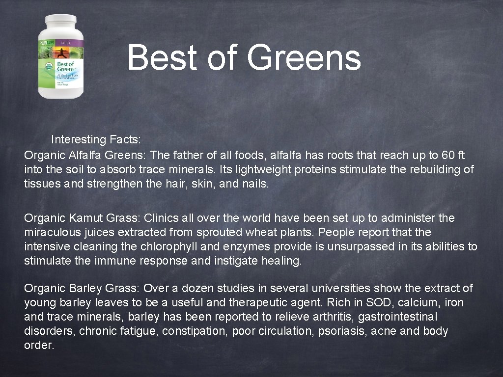 Best of Greens Interesting Facts: Organic Alfalfa Greens: The father of all foods, alfalfa