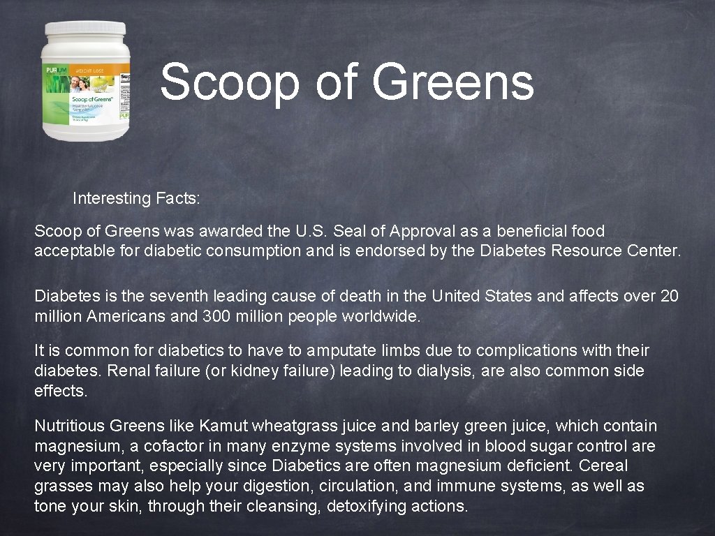 Scoop of Greens Interesting Facts: Scoop of Greens was awarded the U. S. Seal