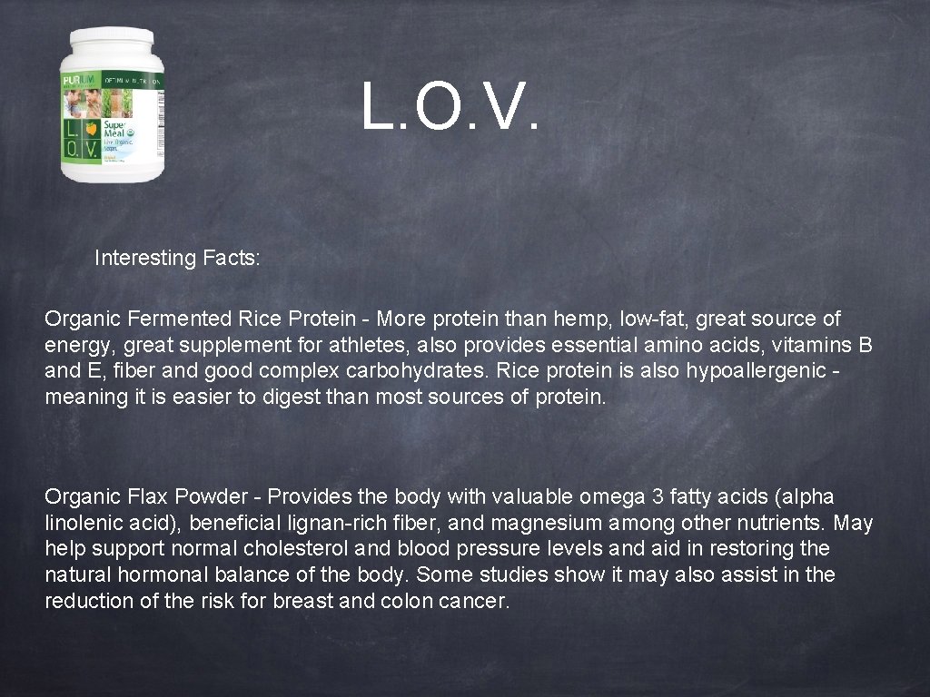 L. O. V. Interesting Facts: Organic Fermented Rice Protein - More protein than hemp,