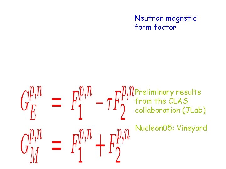 Neutron magnetic form factor Preliminary results from the CLAS collaboration (JLab) Nucleon 05: Vineyard