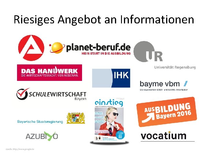 Riesiges Angebot an Informationen Quelle: http: //www. google. de 