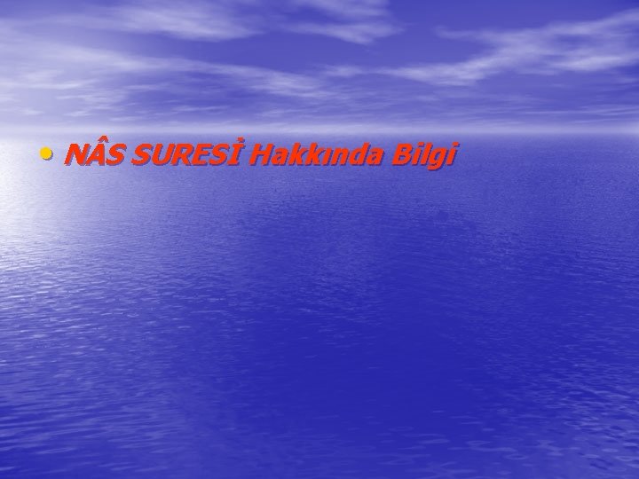  • N S SURESİ Hakkında Bilgi 