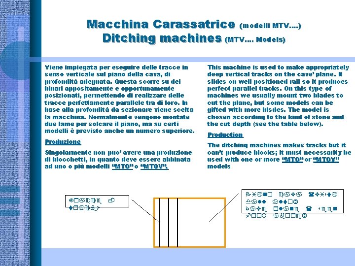 Macchina Carassatrice (modelli MTV…. ) Ditching machines (MTV…. Models) Viene impiegata per eseguire delle