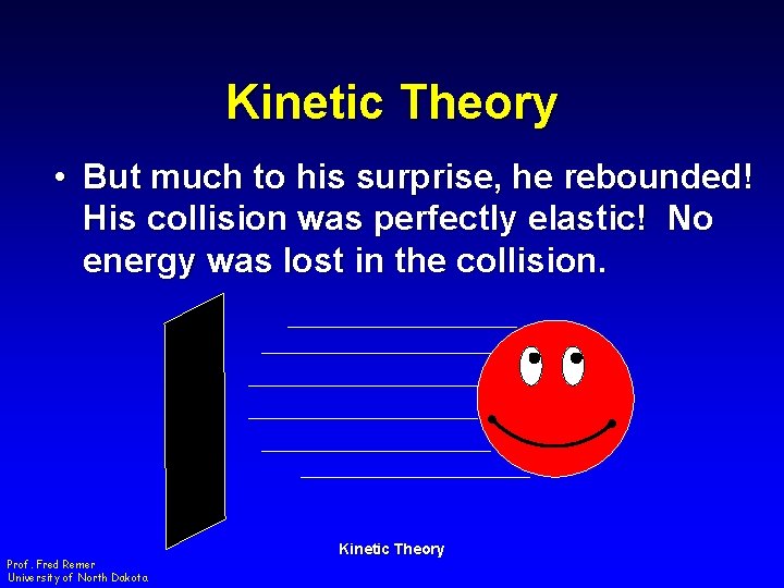 Kinetic Theory • But much to his surprise, he rebounded! His collision was perfectly