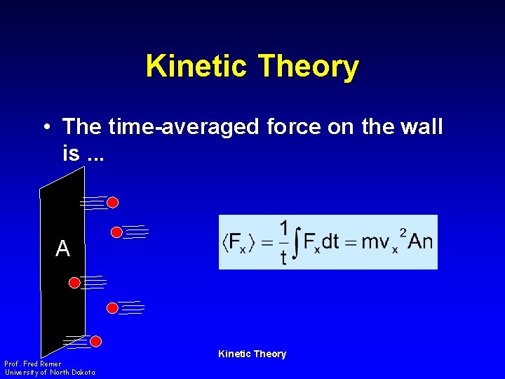 Kinetic Theory • The time-averaged force on the wall is. . . A Prof.