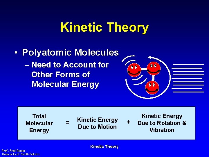 Kinetic Theory • Polyatomic Molecules – Need to Account for Other Forms of Molecular