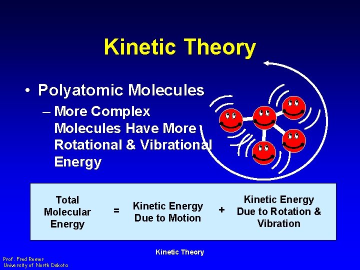Kinetic Theory • Polyatomic Molecules – More Complex Molecules Have More Rotational & Vibrational