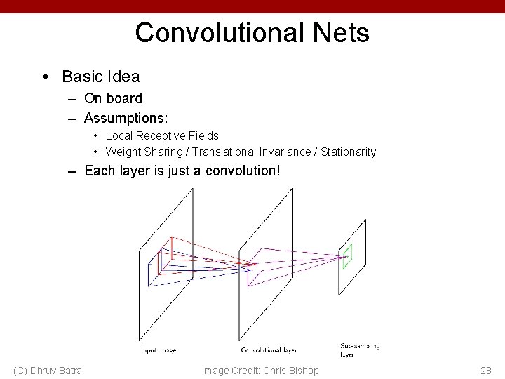 Convolutional Nets • Basic Idea – On board – Assumptions: • Local Receptive Fields