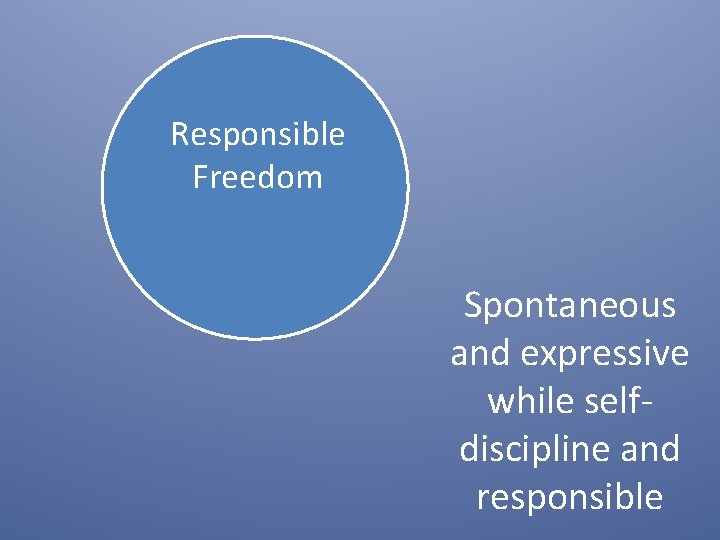 Responsible Freedom Spontaneous and expressive while selfdiscipline and responsible 