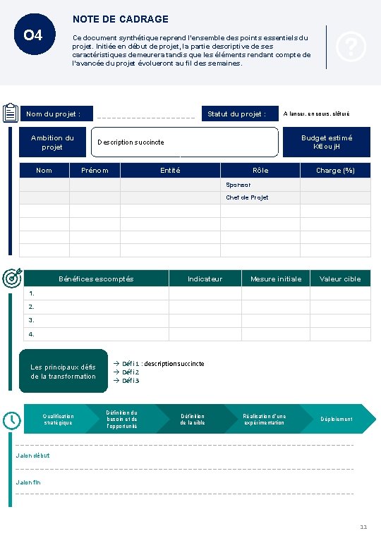 NOTE DE CADRAGE O 4 Ce document synthétique reprend l'ensemble des points essentiels du