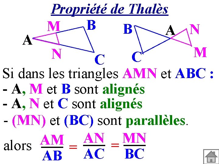 A Propriété de Thalès B M B A N M N C C Si