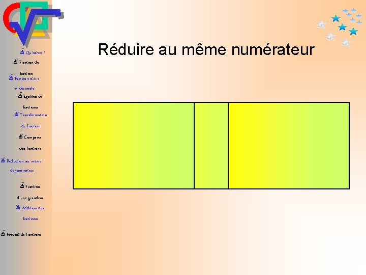 æQu’est-ce ? æFraction de fraction æParties entière et décimale æEgalités de fractions æTransformation de