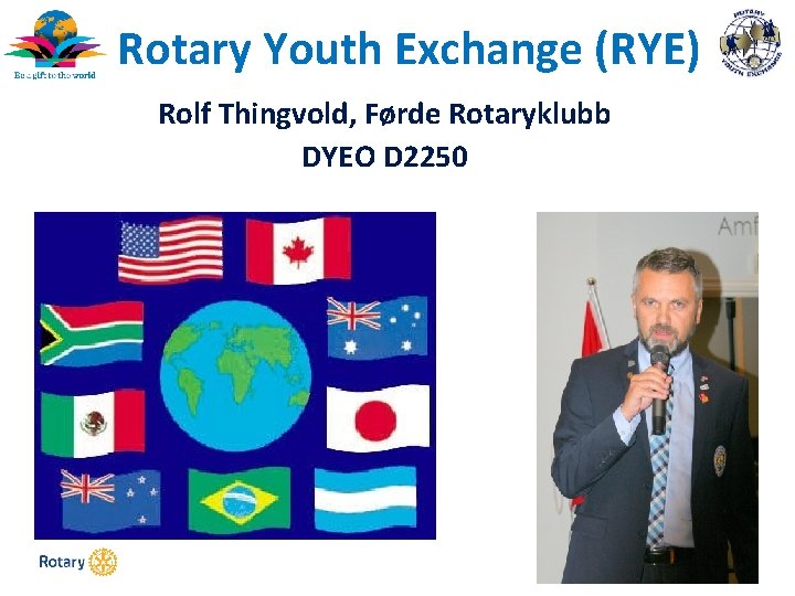Rotary Youth Exchange (RYE) Rolf Thingvold, Førde Rotaryklubb DYEO D 2250 TITLE | 1