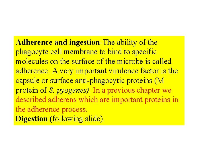 Adherence and ingestion-The ability of the phagocyte cell membrane to bind to specific molecules