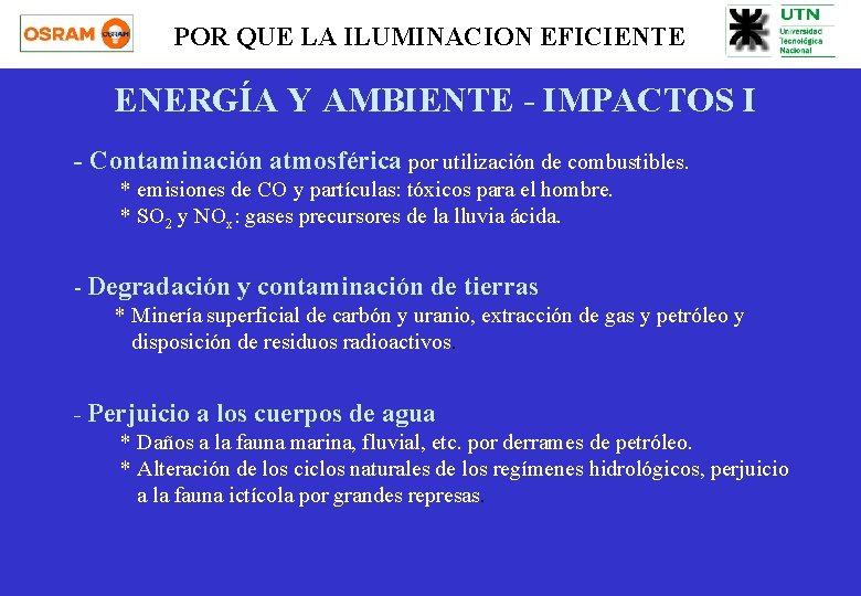 POR QUE LA ILUMINACION EFICIENTE ENERGÍA Y AMBIENTE - IMPACTOS I - Contaminación atmosférica
