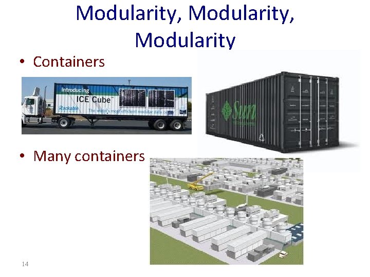 Modularity, Modularity • Containers • Many containers 14 