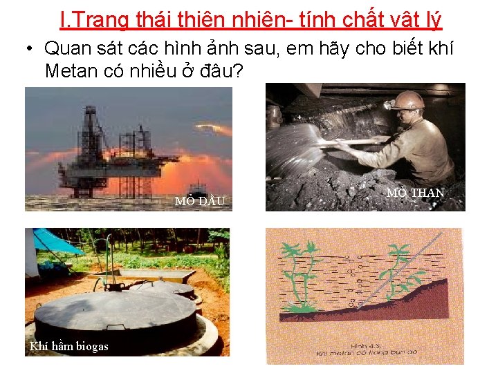 I. Trạng thái thiên nhiên- tính chất vật lý • Quan sát các hình