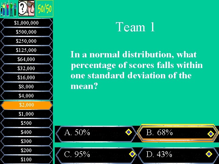 Team 1 $1, 000 $500, 000 $250, 000 $125, 000 $64, 000 $32, 000