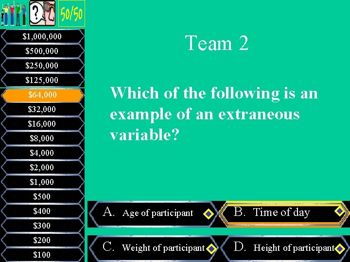 Team 2 $1, 000 $500, 000 $250, 000 $125, 000 $64, 000 $32, 000