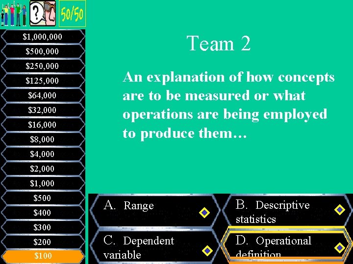 Team 2 $1, 000 $500, 000 $250, 000 $125, 000 $64, 000 $32, 000