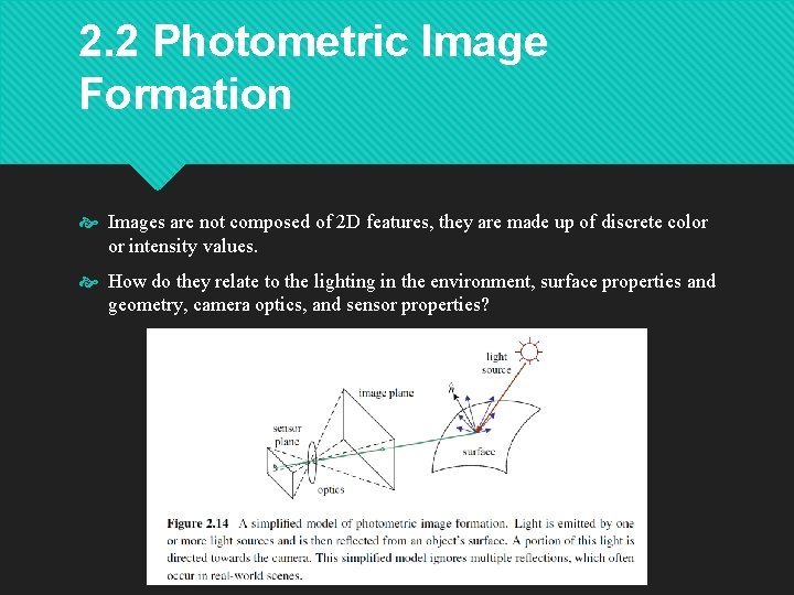 2. 2 Photometric Image Formation Images are not composed of 2 D features, they