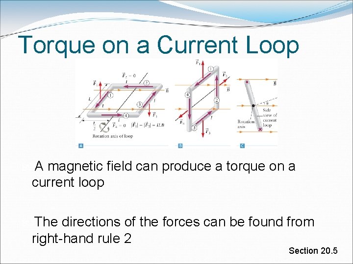 Torque on a Current Loop A magnetic field can produce a torque on a Torque on a Current Loop A magnetic field can produce a torque on a
