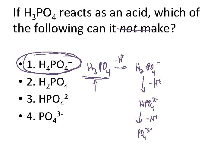 If H 3 PO 4 reacts as an acid, which of the following can