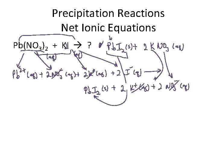 Precipitation Reactions Net Ionic Equations Pb(NO 3)2 + KI ? 