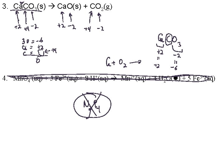 3. Ca. CO 3(s) Ca. O(s) + CO 2(g) 4. Mn. O 4 -(aq)