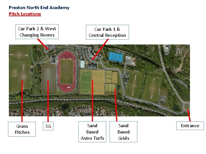 Preston North End Academy Pitch Locations Car Park 2 & West Changing Rooms Grass