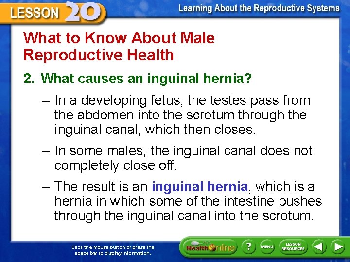 What to Know About Male Reproductive Health 2. What causes an inguinal hernia? –