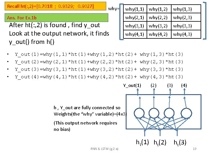 Recall ht(: , 2)=[0. 7018 ; 0. 9329; 0. 9027] why= Ans. For Ex.