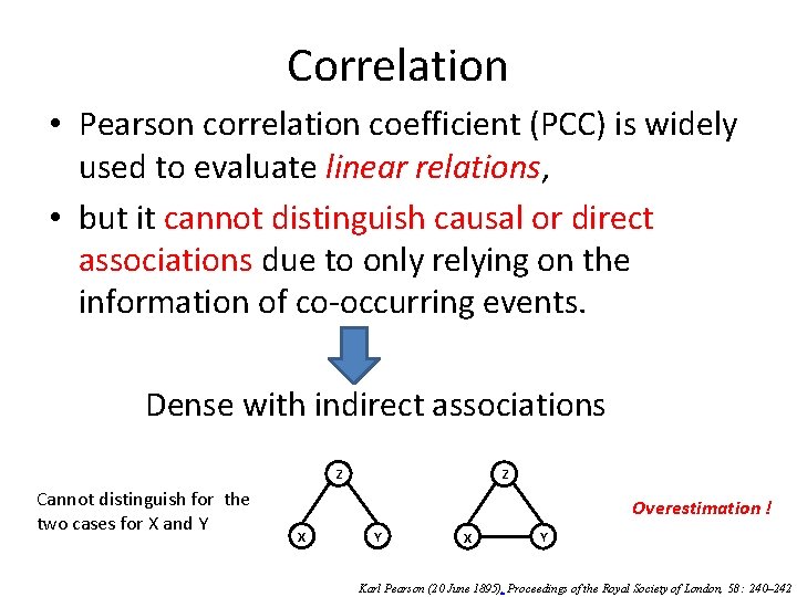 Correlation • Pearson correlation coefficient (PCC) is widely used to evaluate linear relations, •