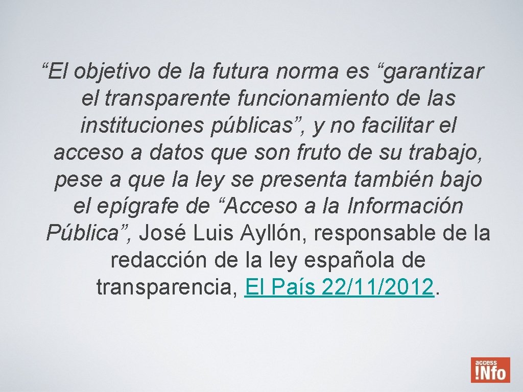 “El objetivo de la futura norma es “garantizar el transparente funcionamiento de las instituciones