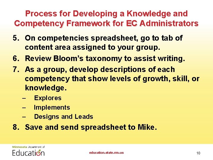 Process for Developing a Knowledge and Competency Framework for EC Administrators 5. On competencies