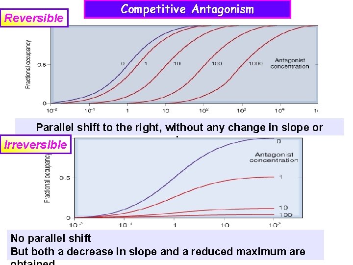 Reversible Competitive Antagonism Parallel shift to the right, without any change in slope or