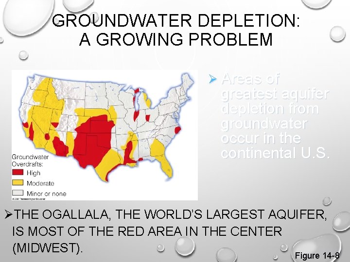 GROUNDWATER DEPLETION: A GROWING PROBLEM Ø Areas of greatest aquifer depletion from groundwater occur