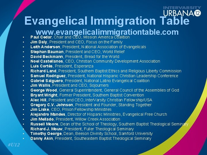 Evangelical Immigration Table • • • • • • www. evangelicalimmigrationtable. com Paul Cedar,