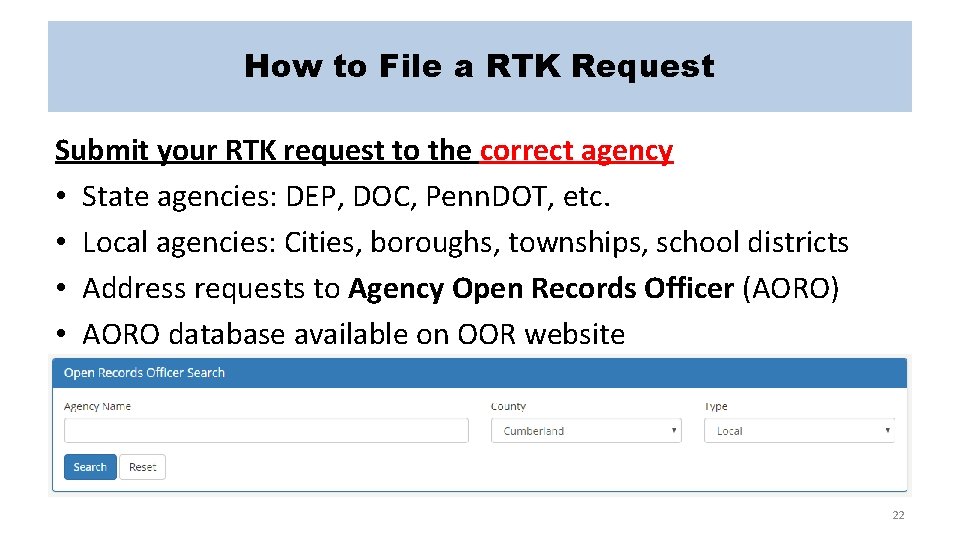 How to File a RTK Request Submit your RTK request to the correct agency