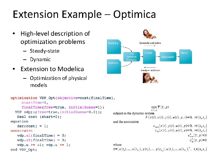 Extension Example – Optimica • High-level description of optimization problems – Steady-state – Dynamic Extension Example – Optimica • High-level description of optimization problems – Steady-state – Dynamic