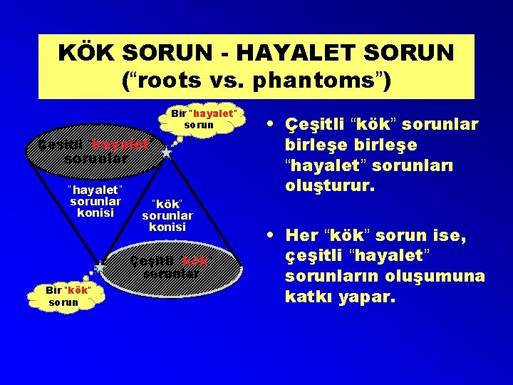 KÖK SORUN - HAYALET SORUN (“roots vs. phantoms”) Bir “hayalet” sorun Çeşitli “hayalet” sorunlar