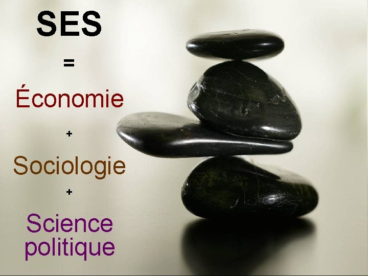 SES = Économie + Sociologie + Science politique 